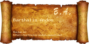 Barthalis Andos névjegykártya